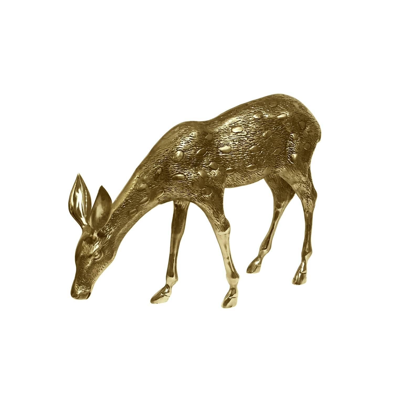 1970s Grazing Brass Deer