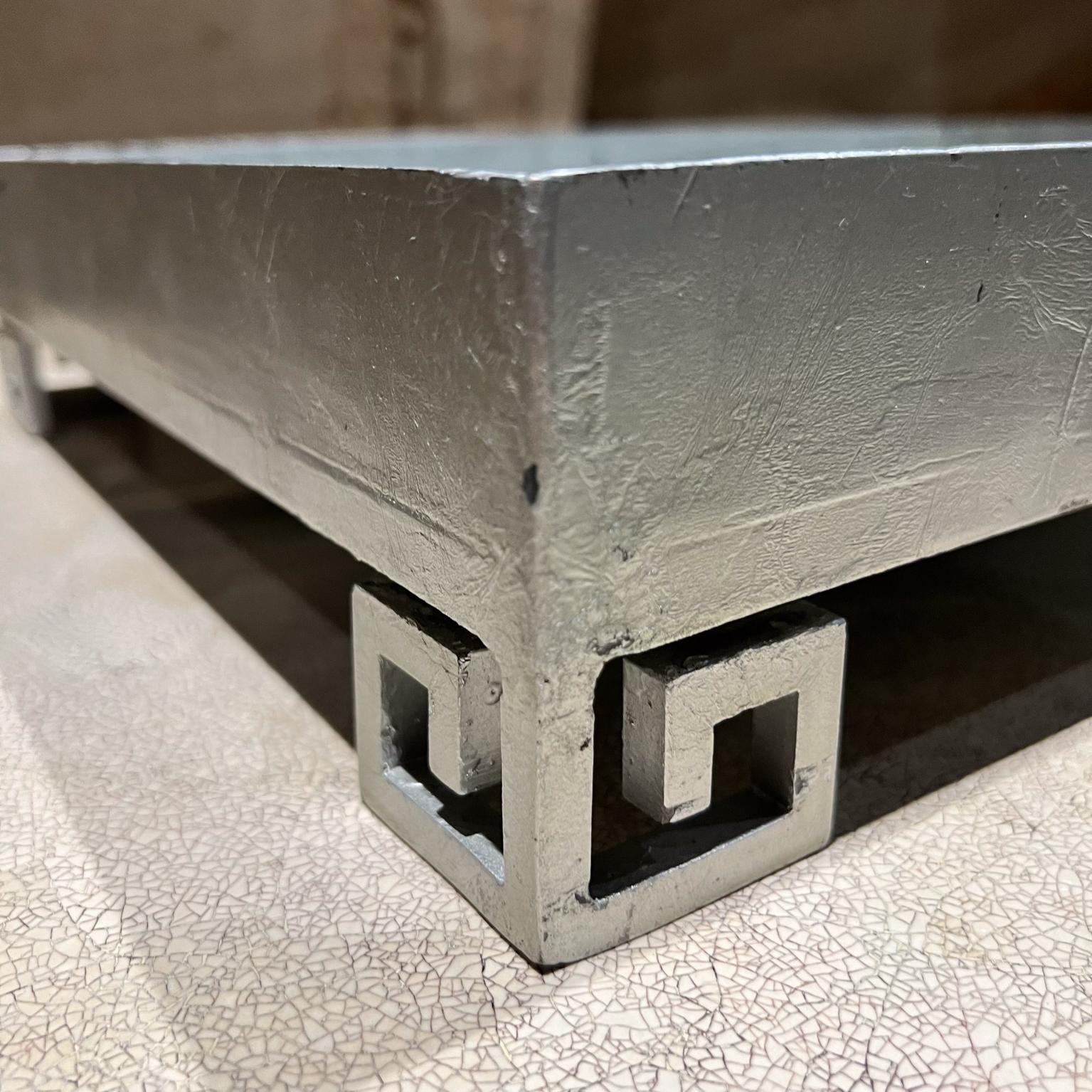 Metal 1970s Greek Key Fancy Silver Mirrored Service Tray