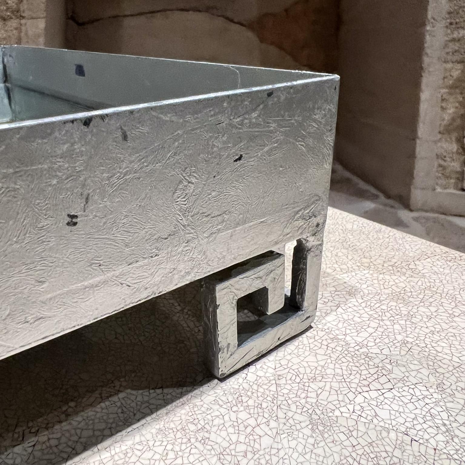 1970s Greek Key Fancy Silver Mirrored Service Tray 1