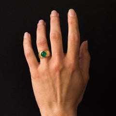 1970s Green Agate 18 Karat Yellow Gold Bangle Ring