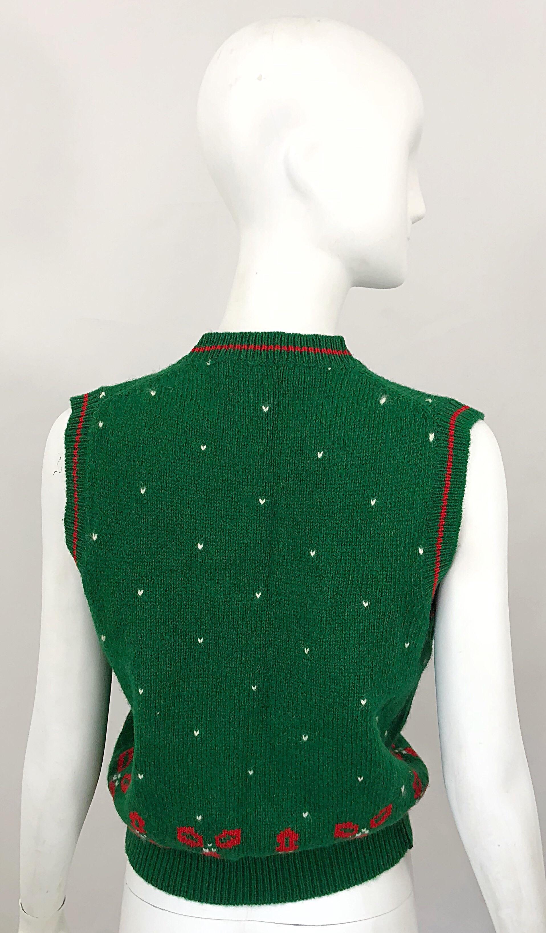 red and green sweater vest