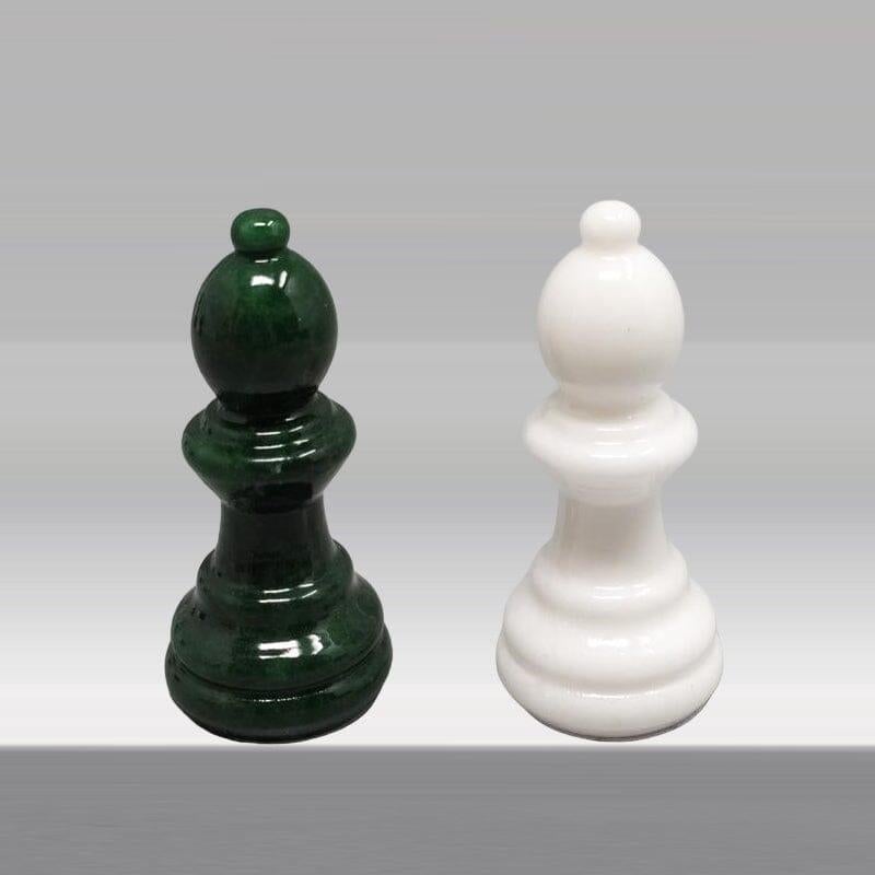 1970er Grünes und weißes Schachspiel aus Volterra Alabaster Handgefertigt, Made in Italy 2