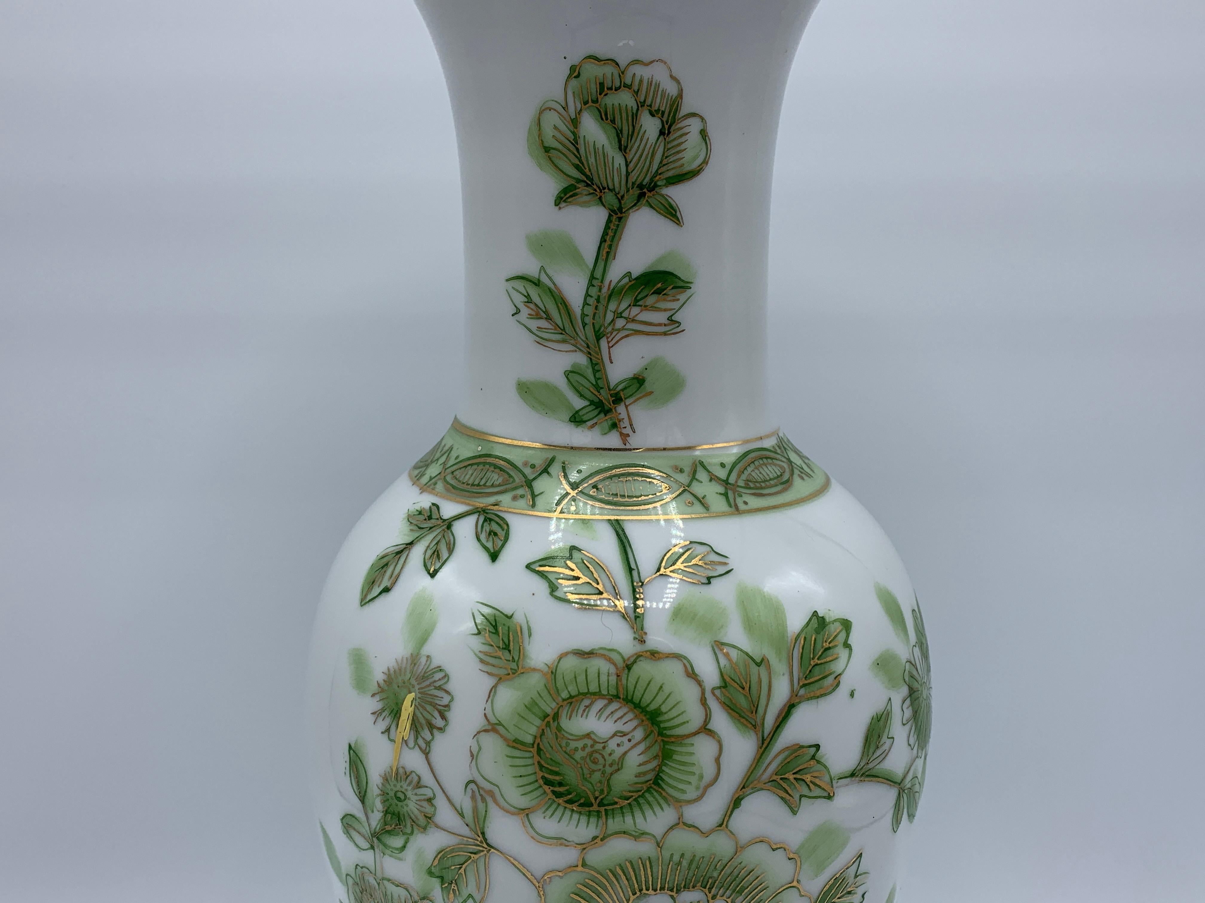 green chinoiserie vase