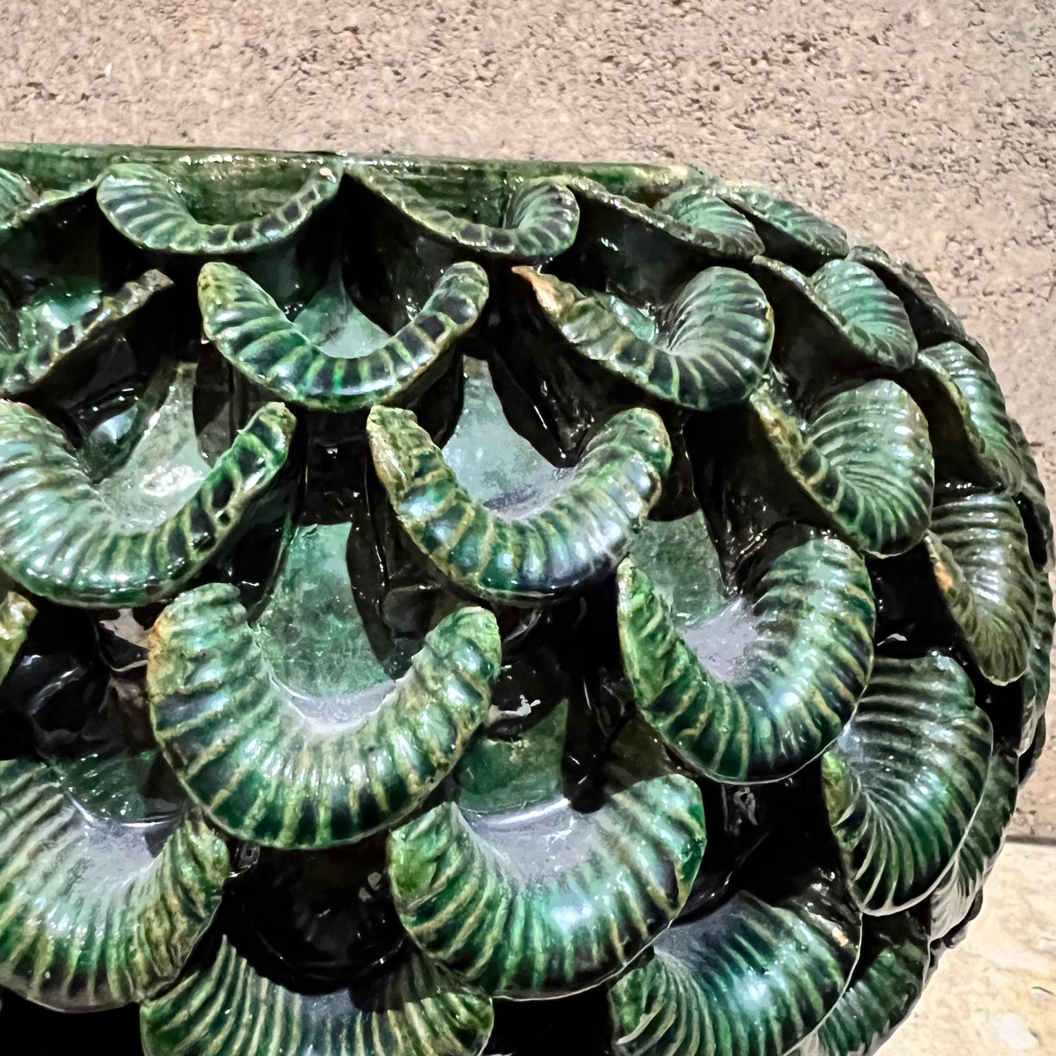 1970s Green Art Pottery Vase Piña Ceramics Michoacán Mexico For Sale 4