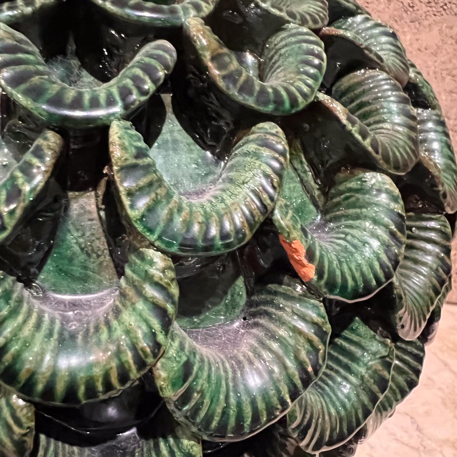 1970s Green Art Pottery Vase Piña Ceramics Michoacán Mexico For Sale 5