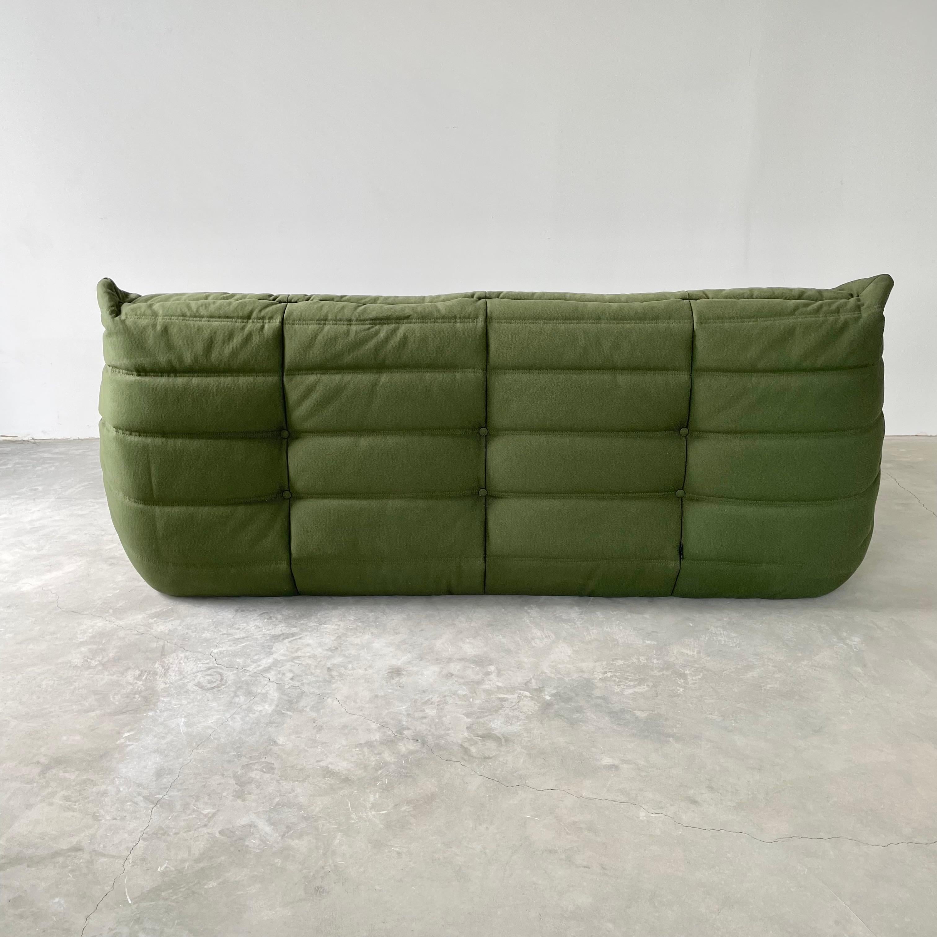 1970s Green Canvas 3 Seater Togo by Ligne Roset 5