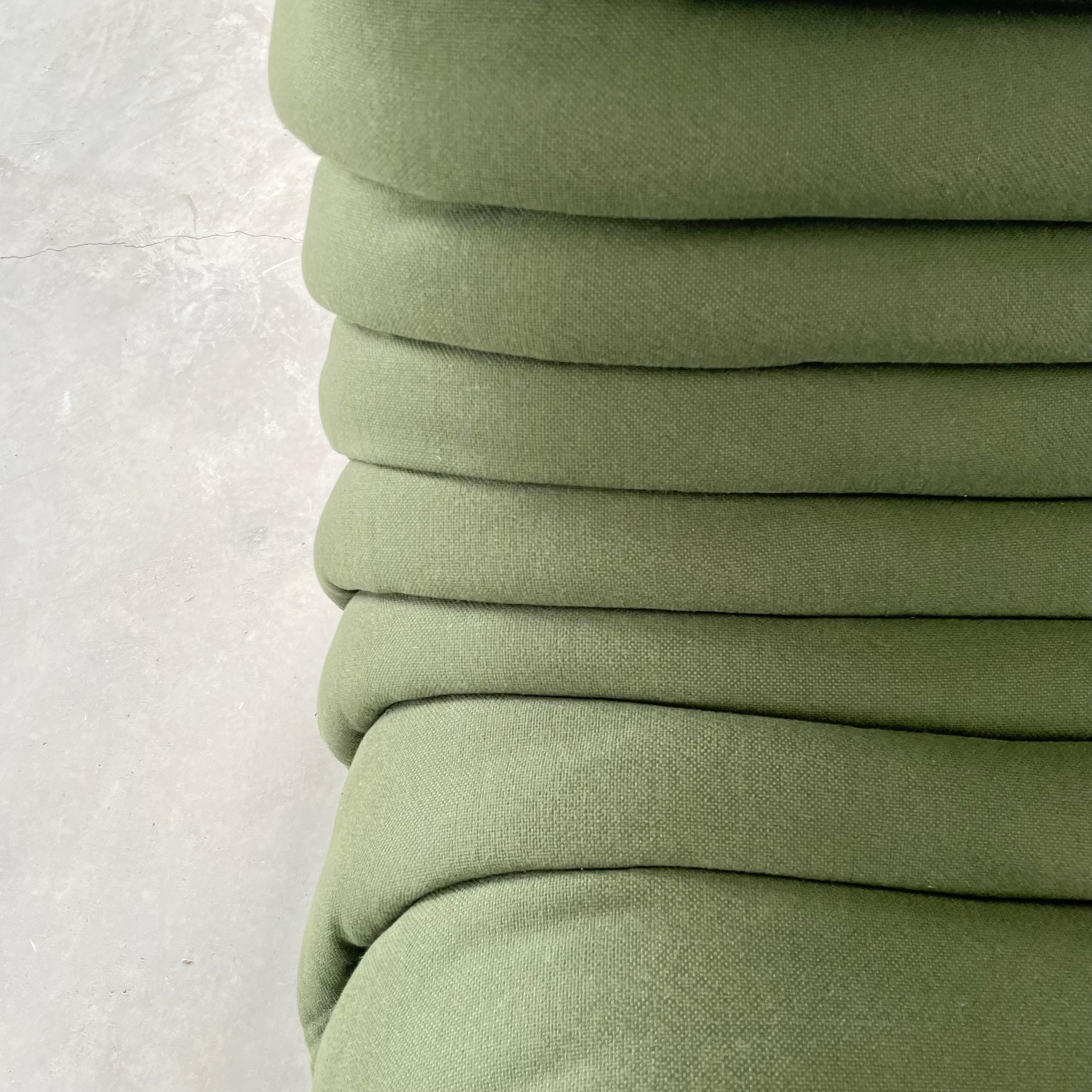 1970s Green Canvas 3 Seater Togo by Ligne Roset 7