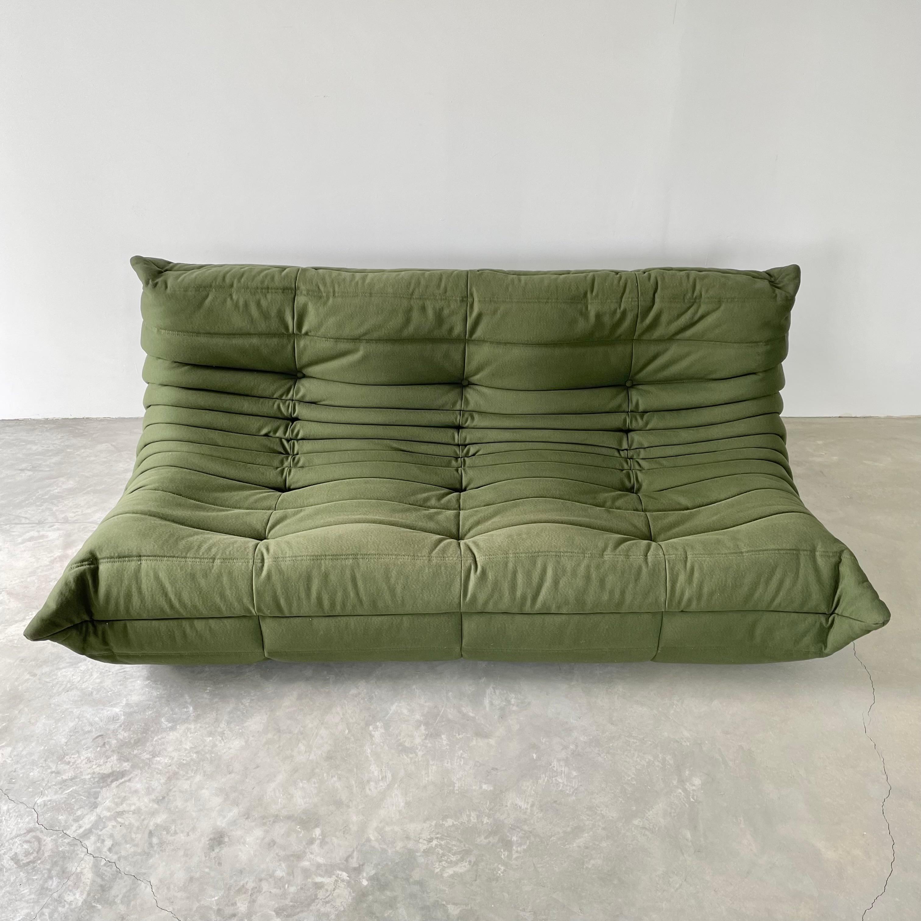 1970s Green Canvas 3 Seater Togo by Ligne Roset 10