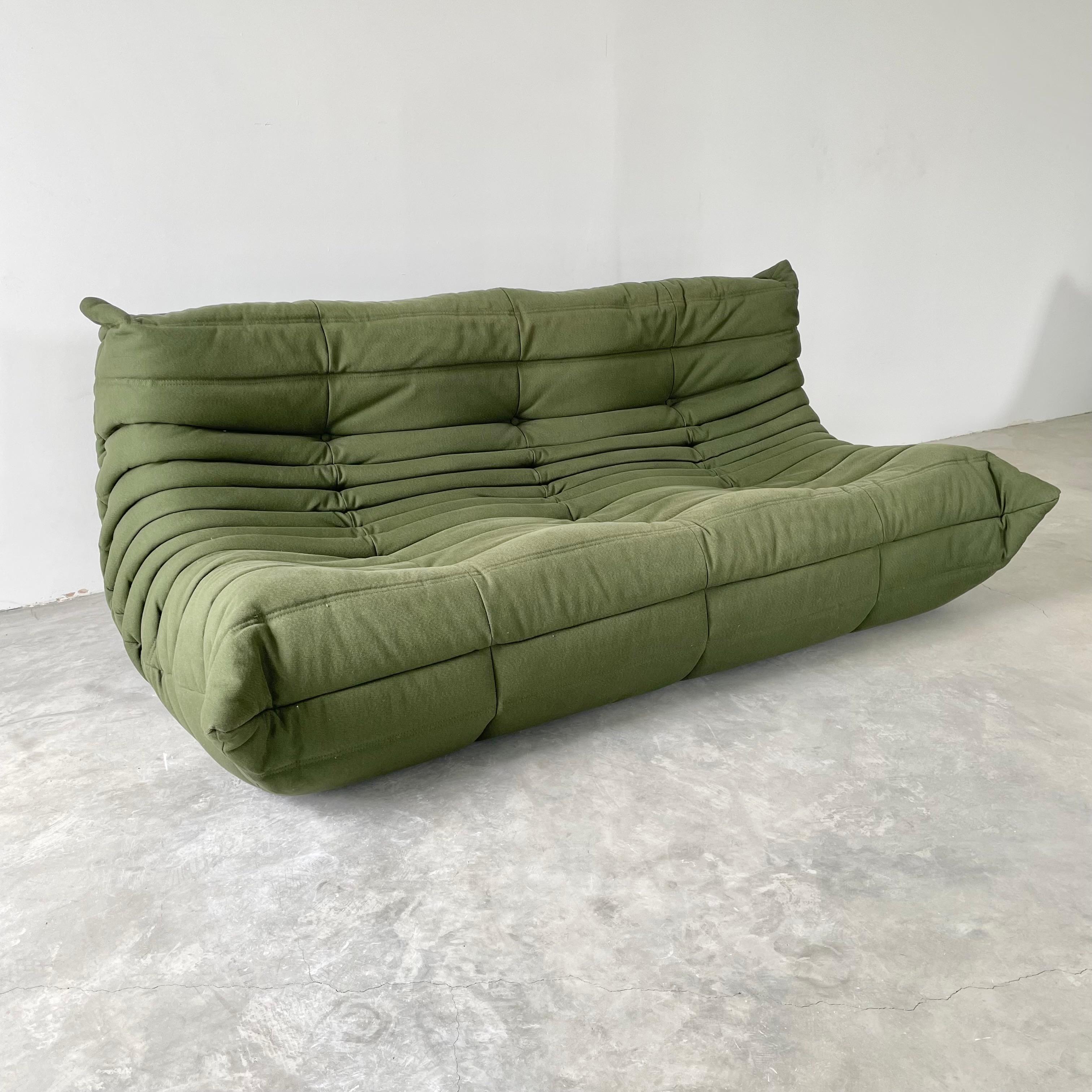 Late 20th Century 1970s Green Canvas 3 Seater Togo by Ligne Roset