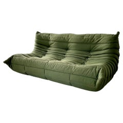 1970s Green Canvas 3 Seater Togo by Ligne Roset