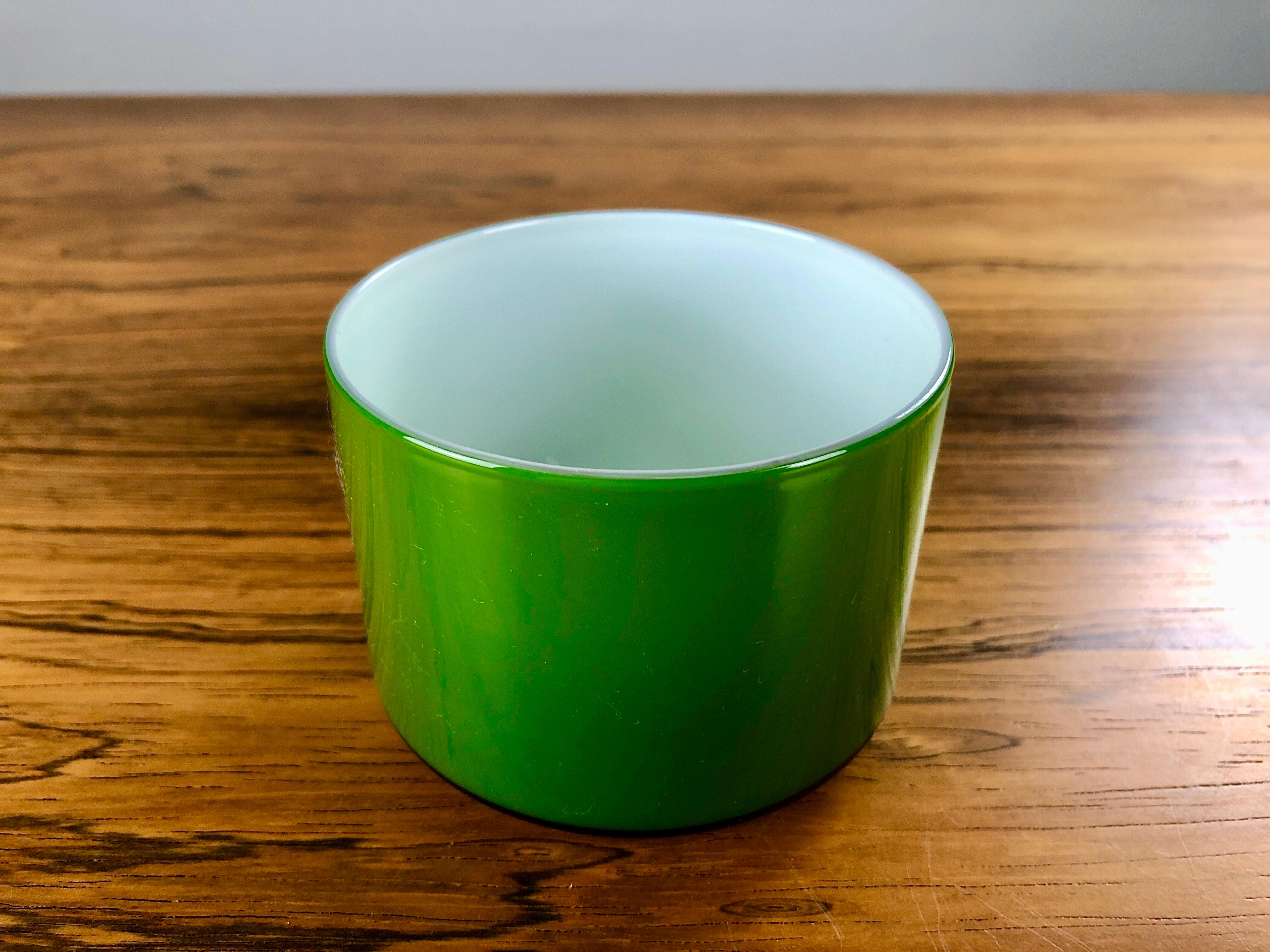 Late 20th Century 1970s Green Danish Cream and Sugar Bowls in Glass by Michael Bang for Holmegaard For Sale