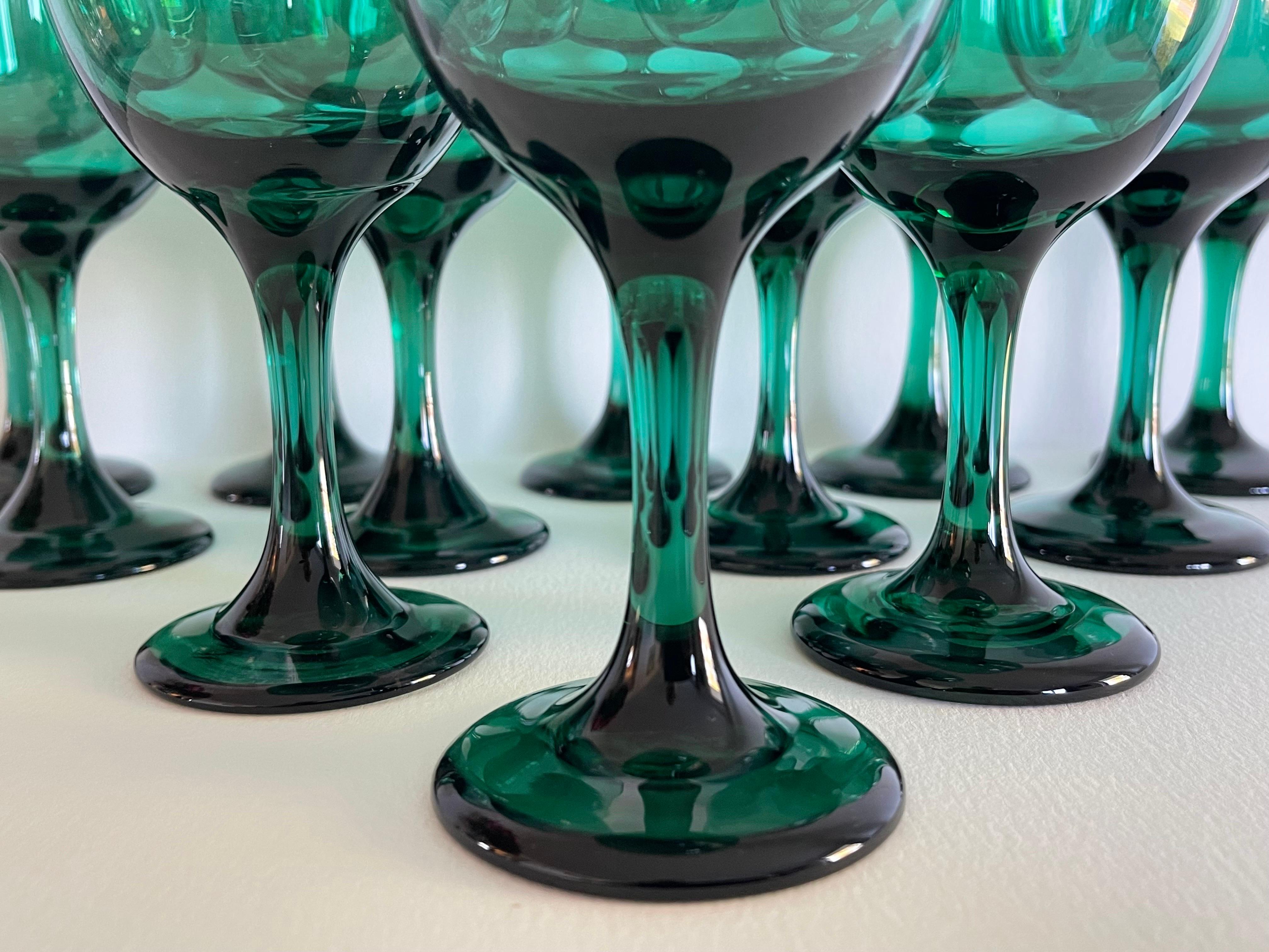 70's green glassware