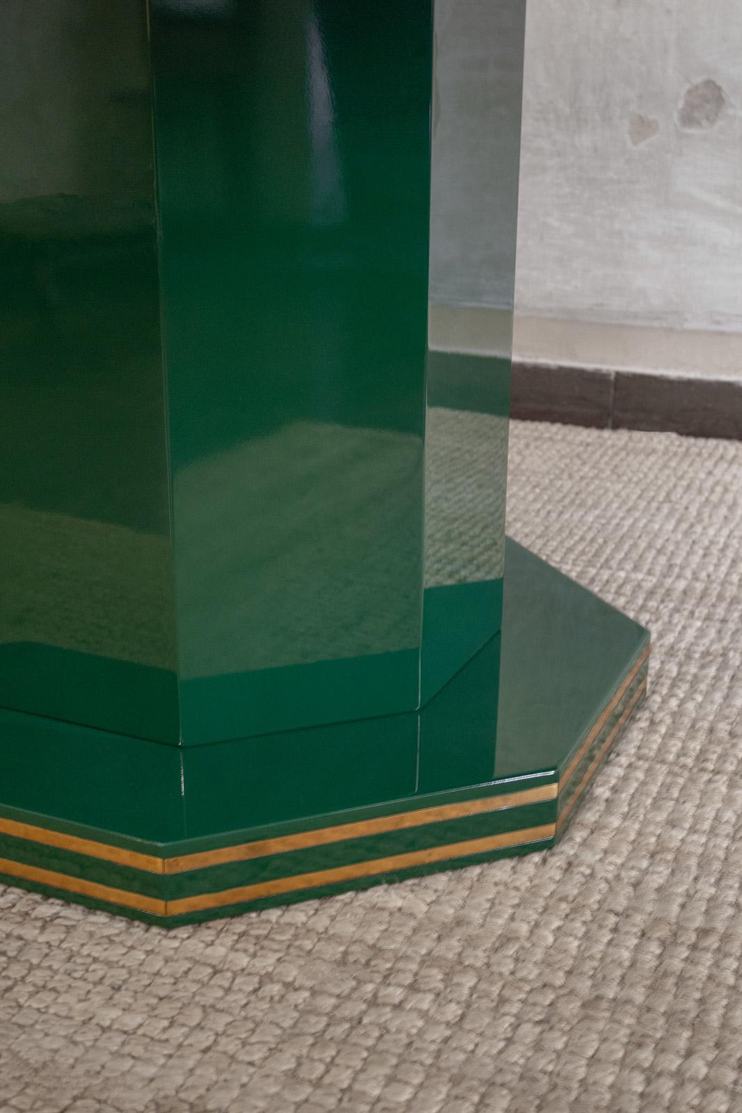 1970s Green Lacquered Wood Dining Set For Sale 7