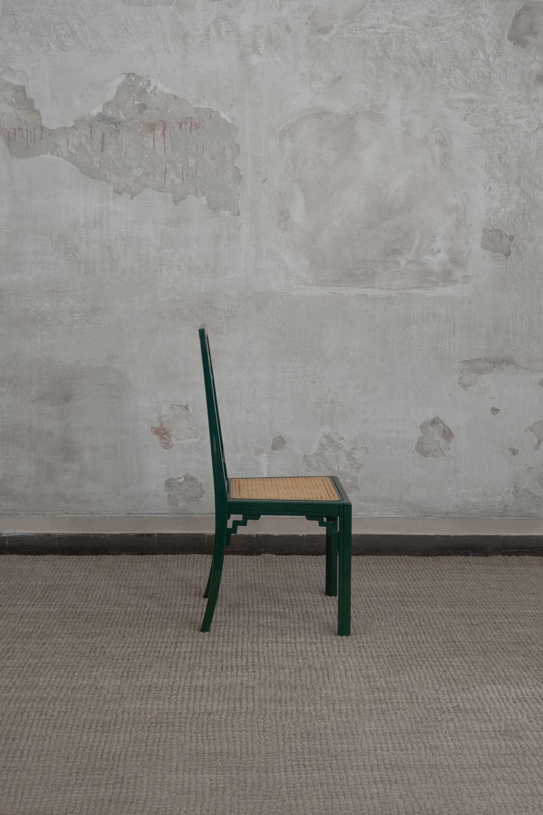 1970s Green Lacquered Wood Dining Set For Sale 1