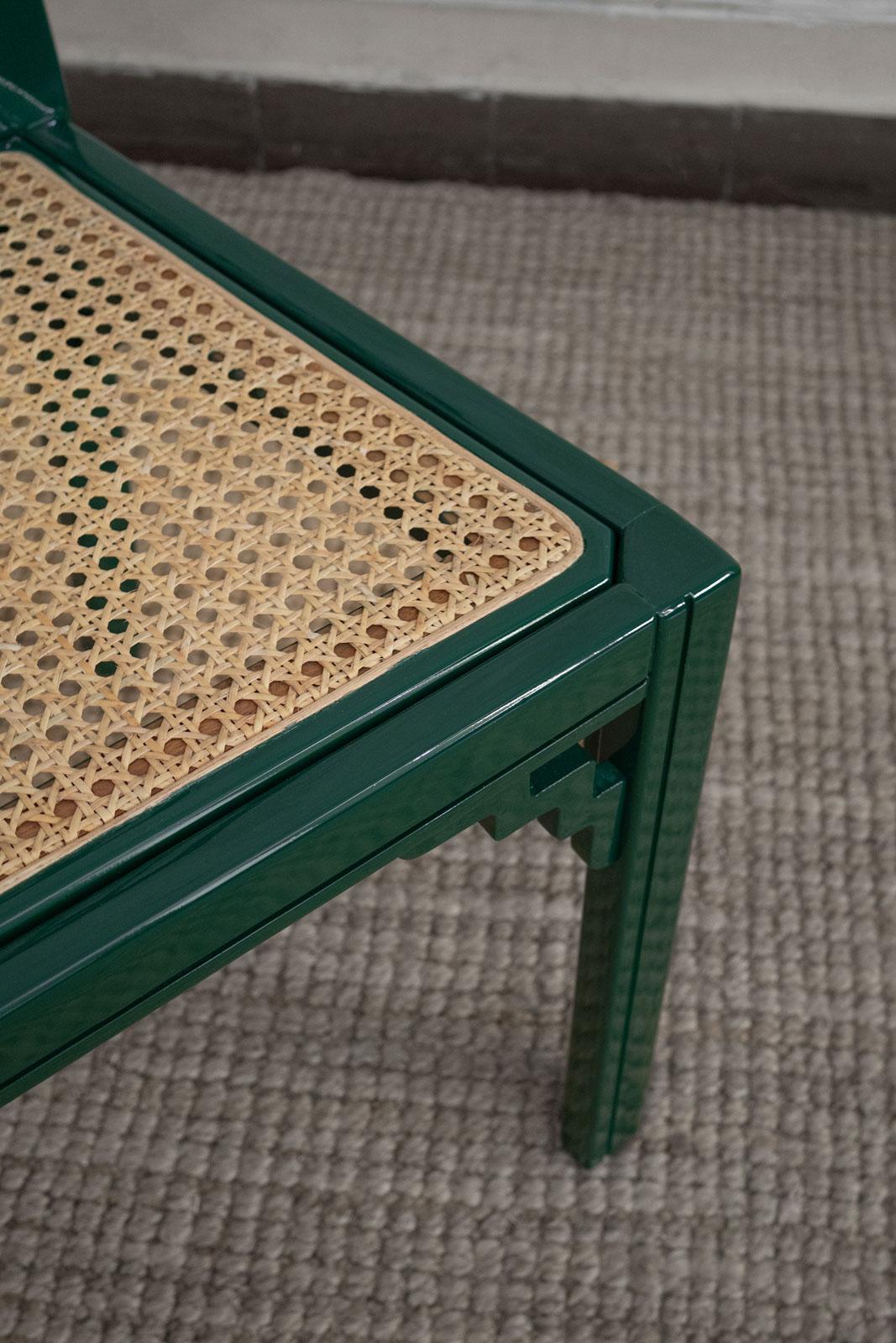 1970s Green Lacquered Wood Dining Set For Sale 3