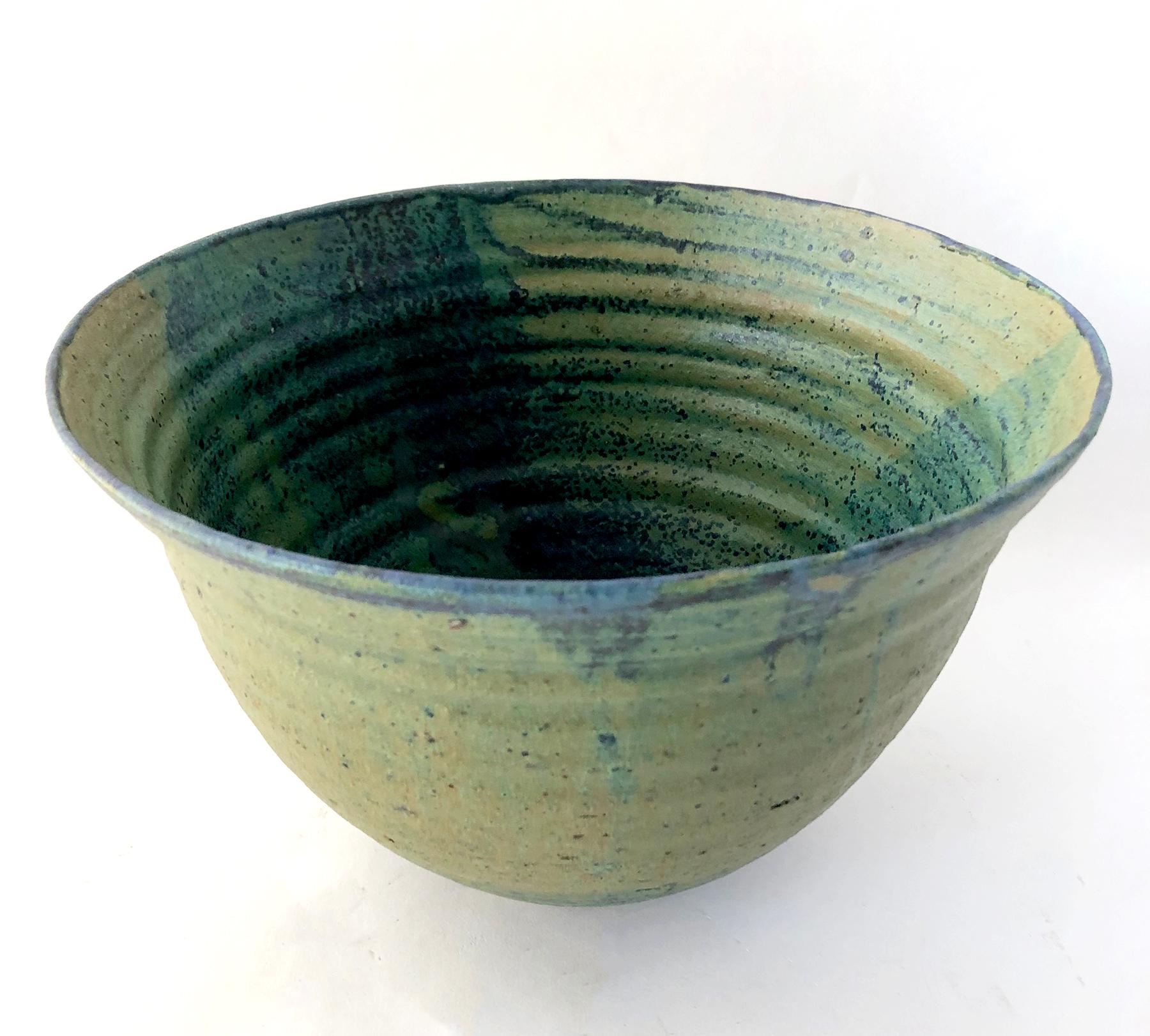 Large studio pottery bowl, maker unknown circa 1970s. Bowl measures 9