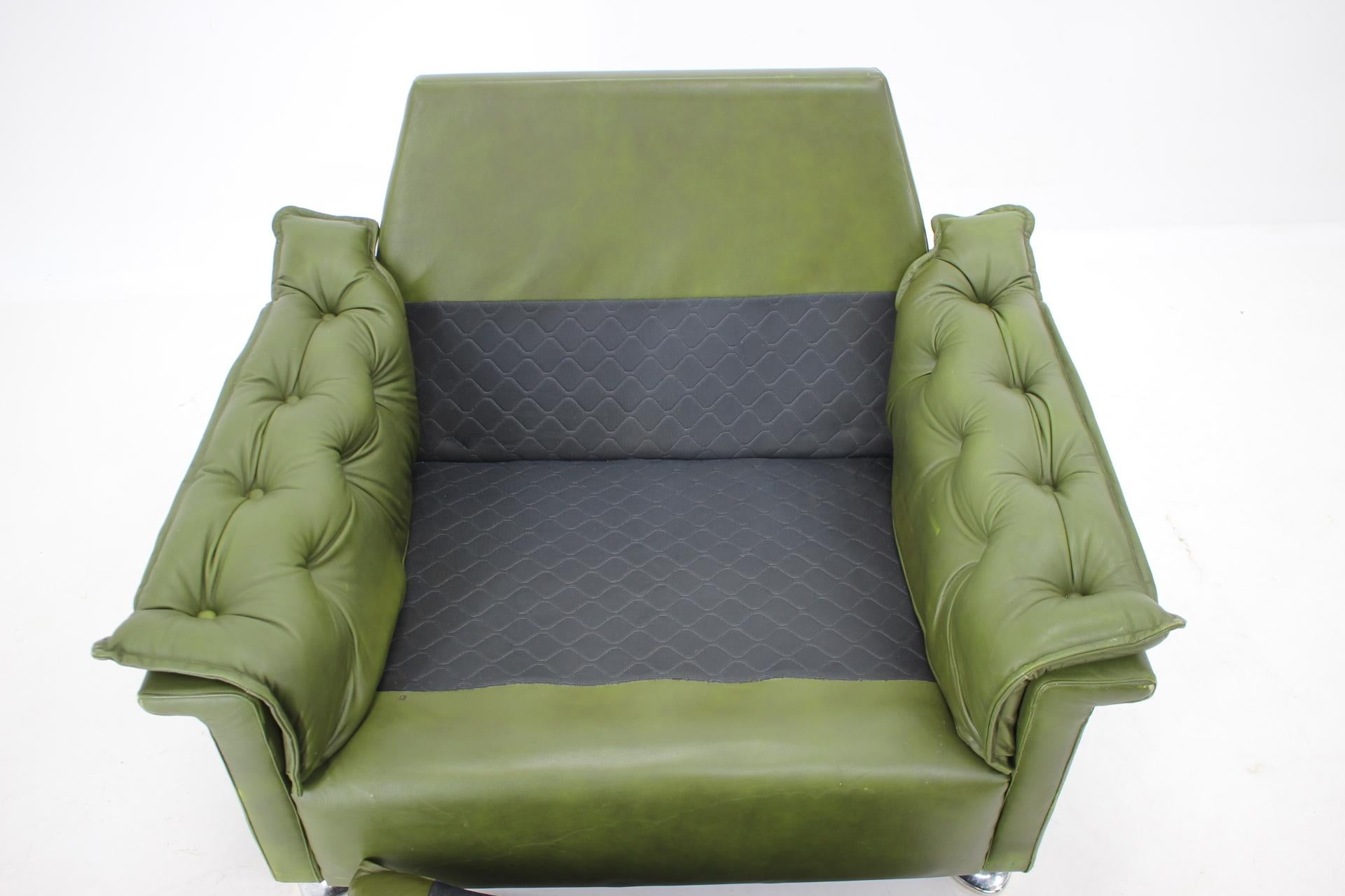 1970s Green Leather Armchair, Germany 5