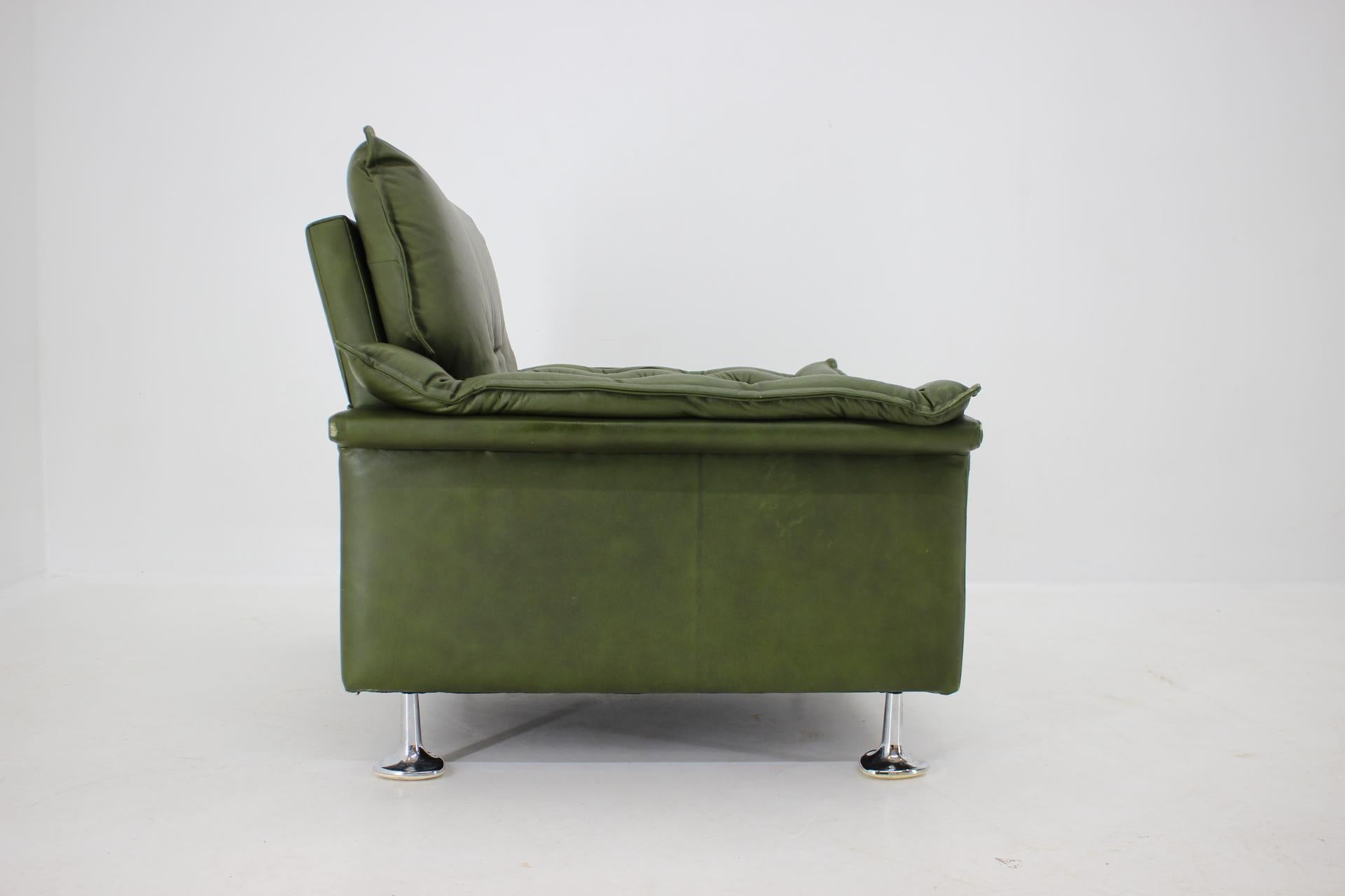 Late 20th Century 1970s Green Leather Armchair, Germany