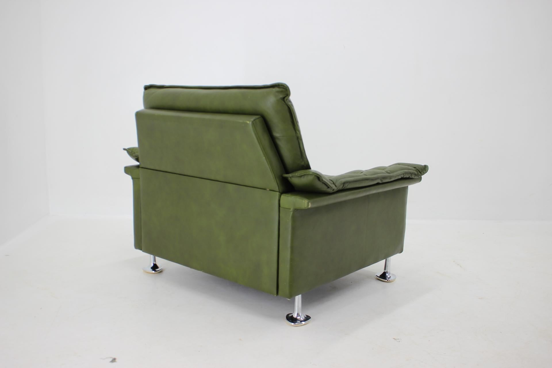 1970s Green Leather Armchair, Germany 1
