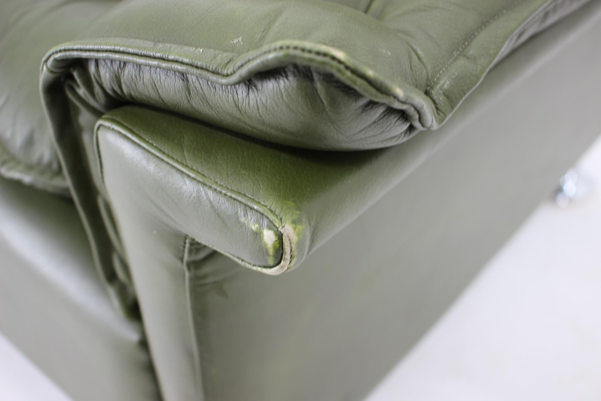 1970s Green Leather Armchair, Germany 4