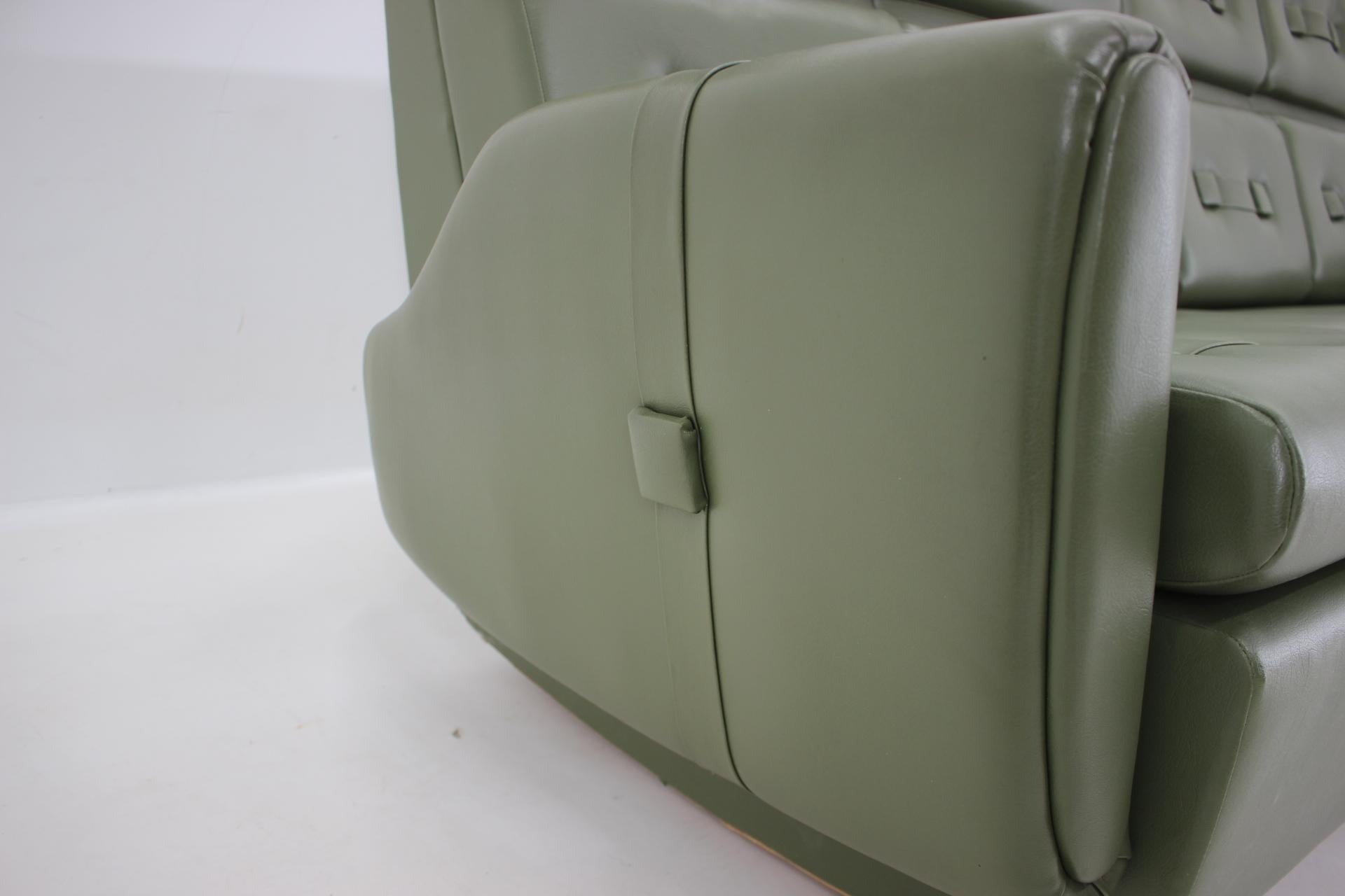 1970s Green Leatherette 3-Seater Sofa, Czechoslovakia 5