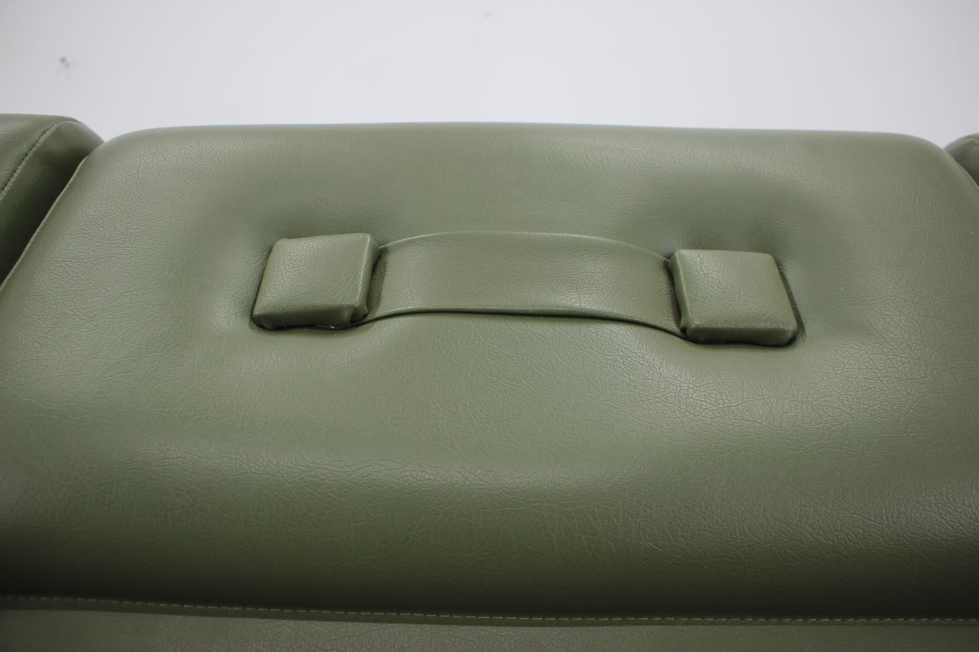 1970s Green Leatherette 3-Seater Sofa, Czechoslovakia 6