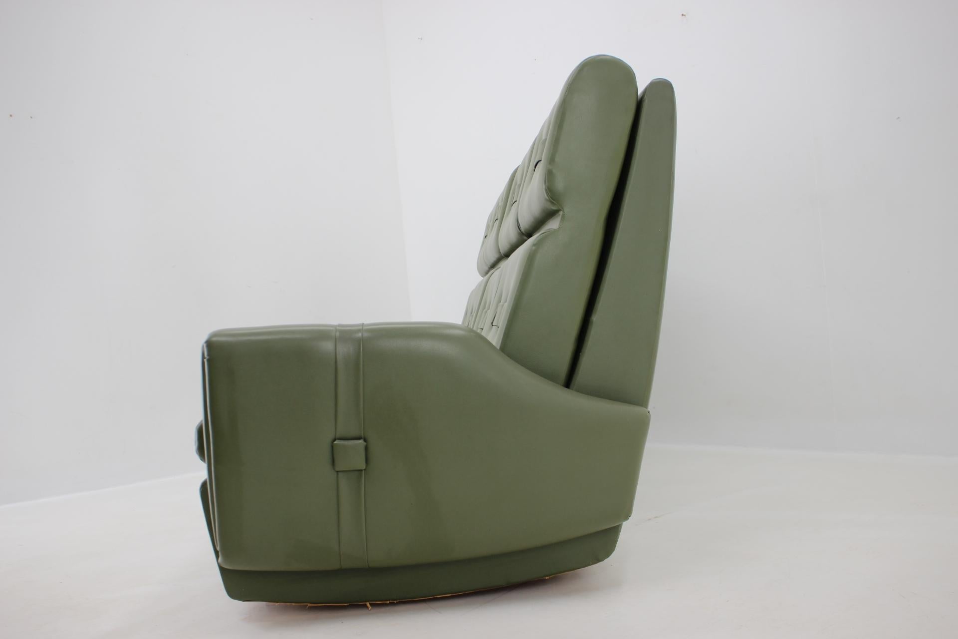 Faux Leather 1970s Green Leatherette 3-Seater Sofa, Czechoslovakia