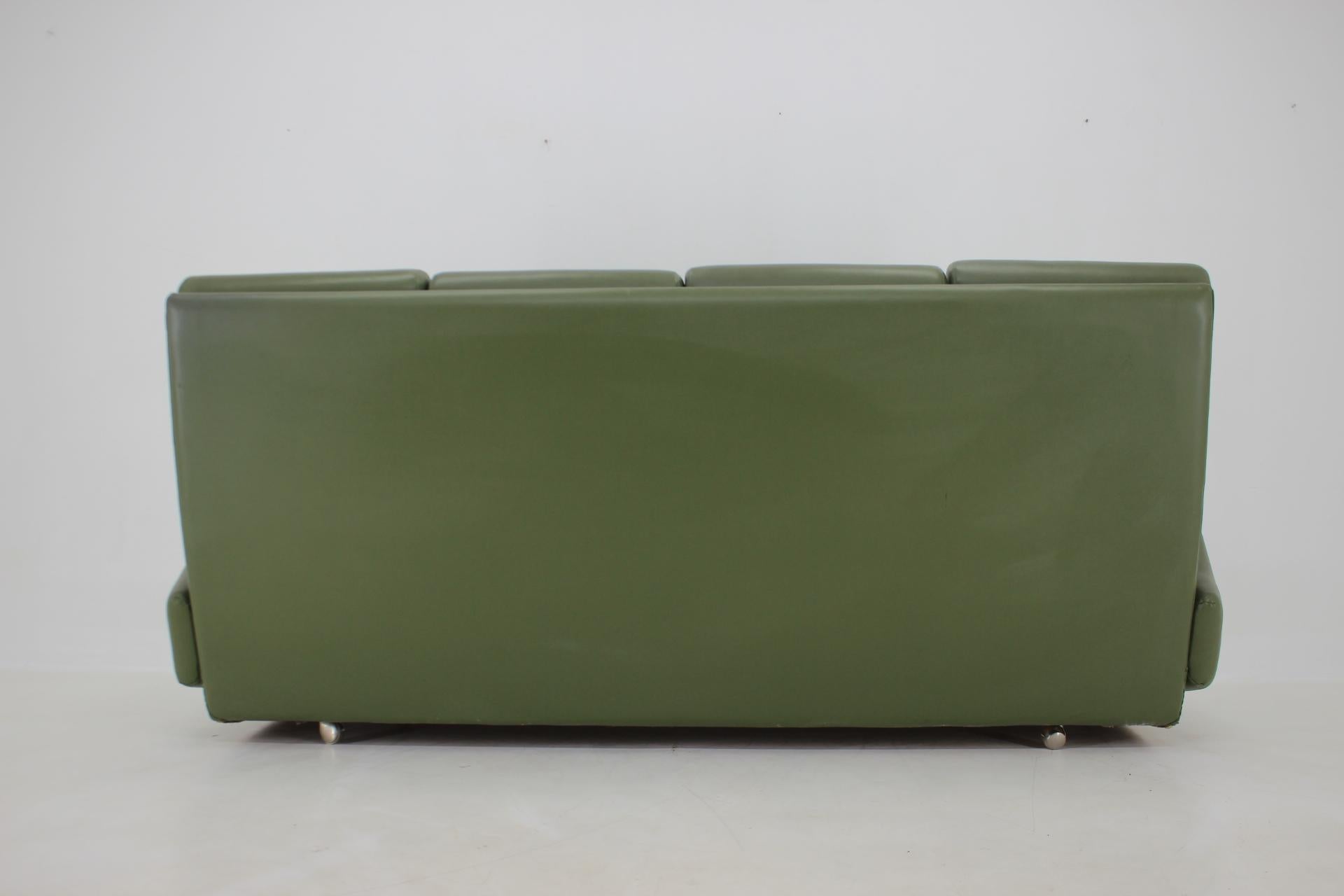 1970s Green Leatherette 3-Seater Sofa, Czechoslovakia 3