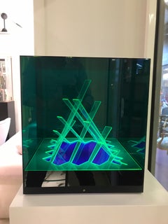 1970s Green Lucite Cubo Di Teo Lamp