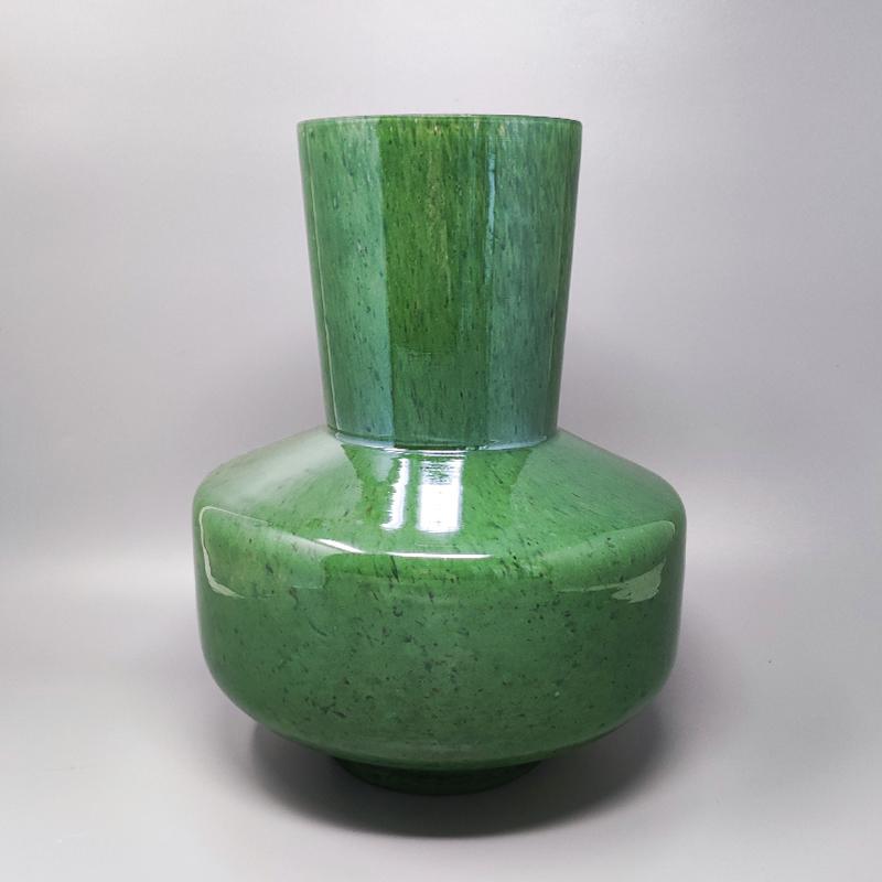 1970s Green Pair of Vases in Murano Glass by Dogi, Made in Italy In Excellent Condition In Milano, IT