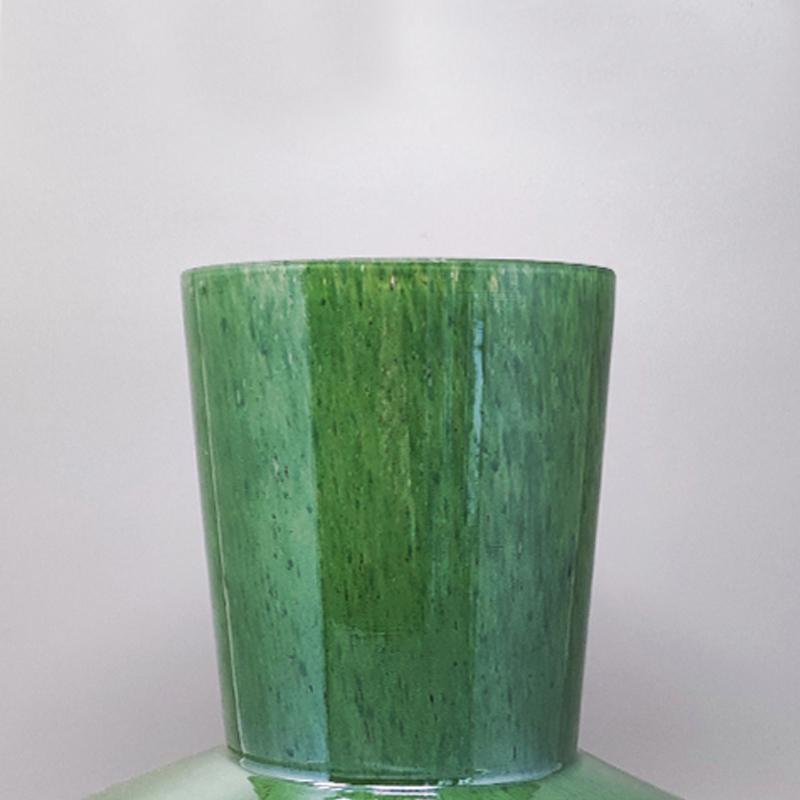1970s Green Pair of Vases in Murano Glass by Dogi, Made in Italy 2