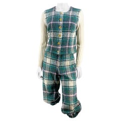 Vintage 1970's Green Plaid Wool Sports Knicker Set