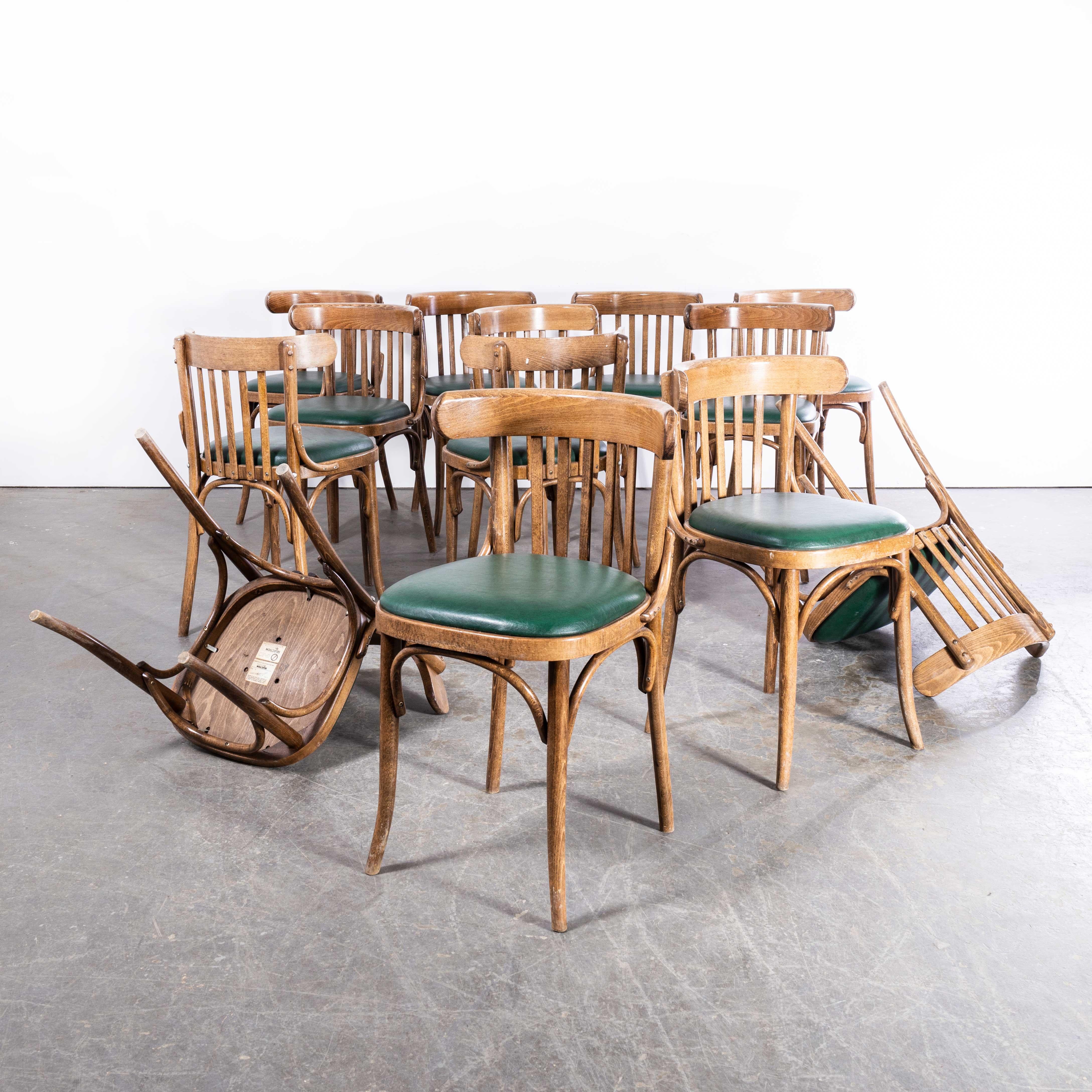 1970s Green Upholstered Bentwood Dining Chair, Set of Thirteen at 1stDibs