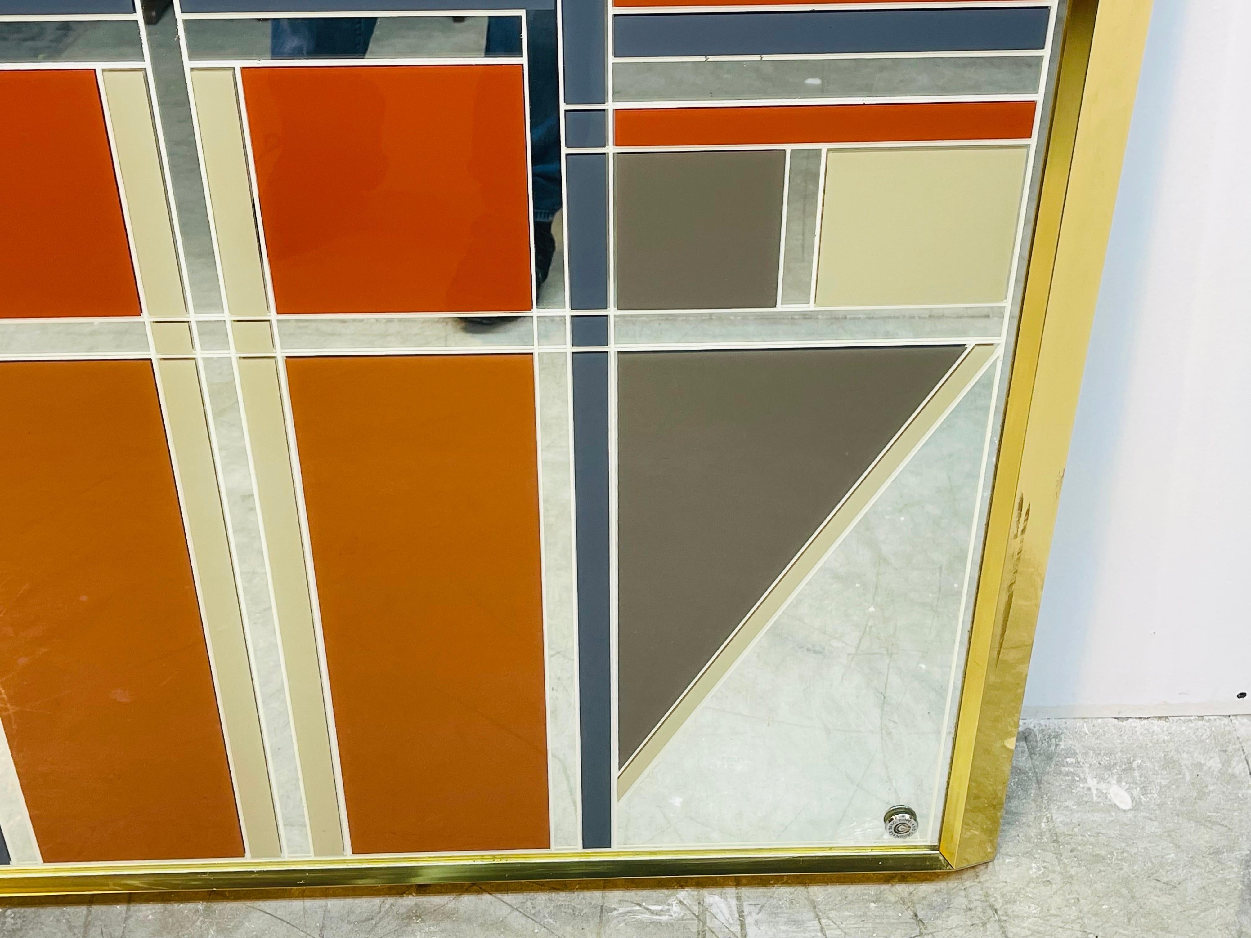 Metal 1970s Greg Copeland Geometric Large Wall Mirror For Sale