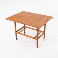 1970s Grete Jalk Teak Wood Bar / Serving Cart with Expanding Top