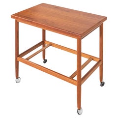 1970s Grete Jalk Teak Wood Bar / Serving Cart with Expanding Top
