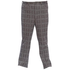 Vintage 1970'S Grey & Burgundy Men's Polyester Disco Pants XL NWT