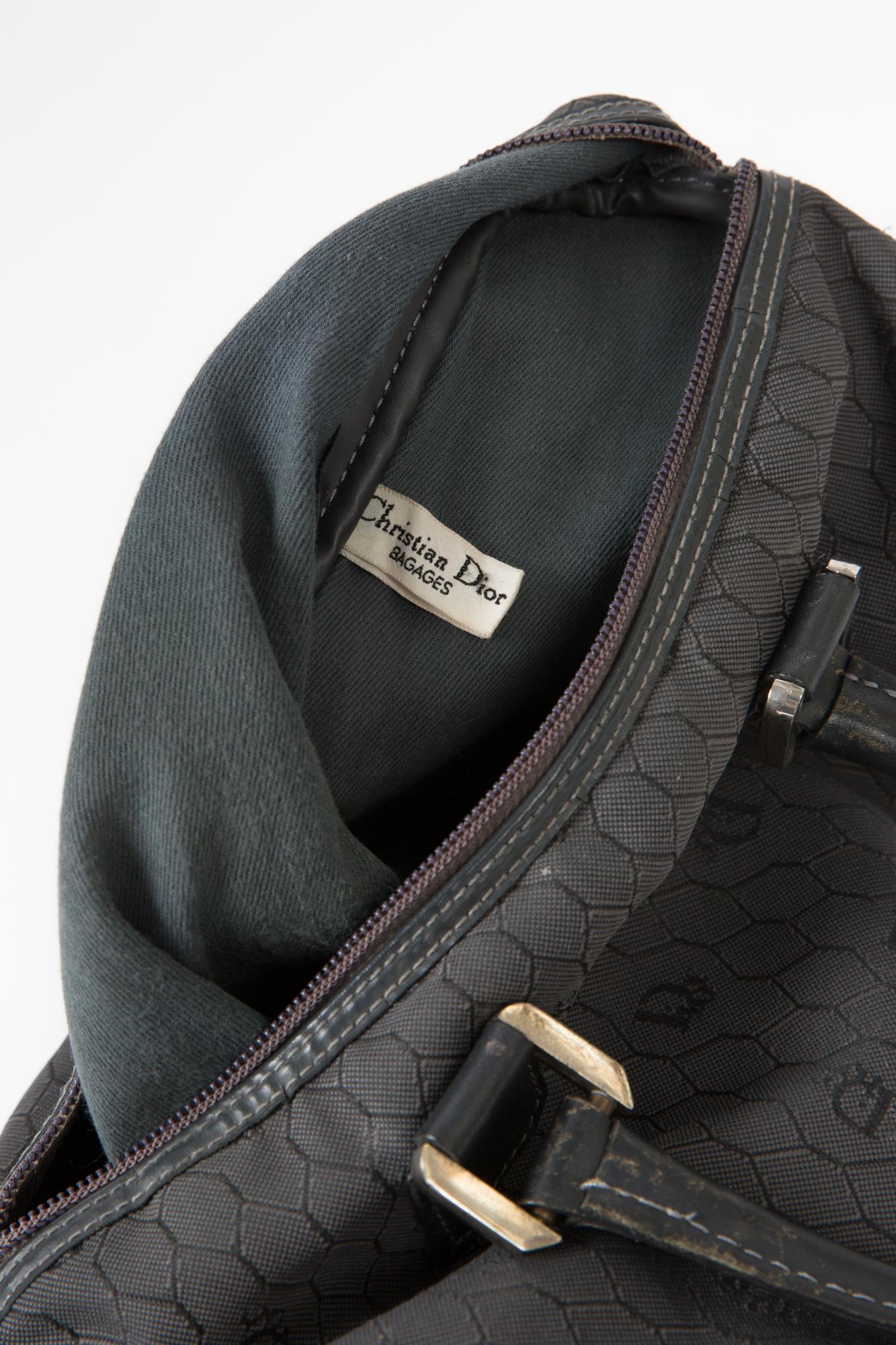 1970s Grey Christian Dior Cotton logo Speedy  Bag In Good Condition In Paris, FR