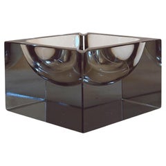 Bol carré en verre de Murano, gris, des années 1970