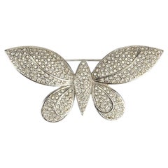 1970s Grosse Silver Diamante Butterfly Brooch
