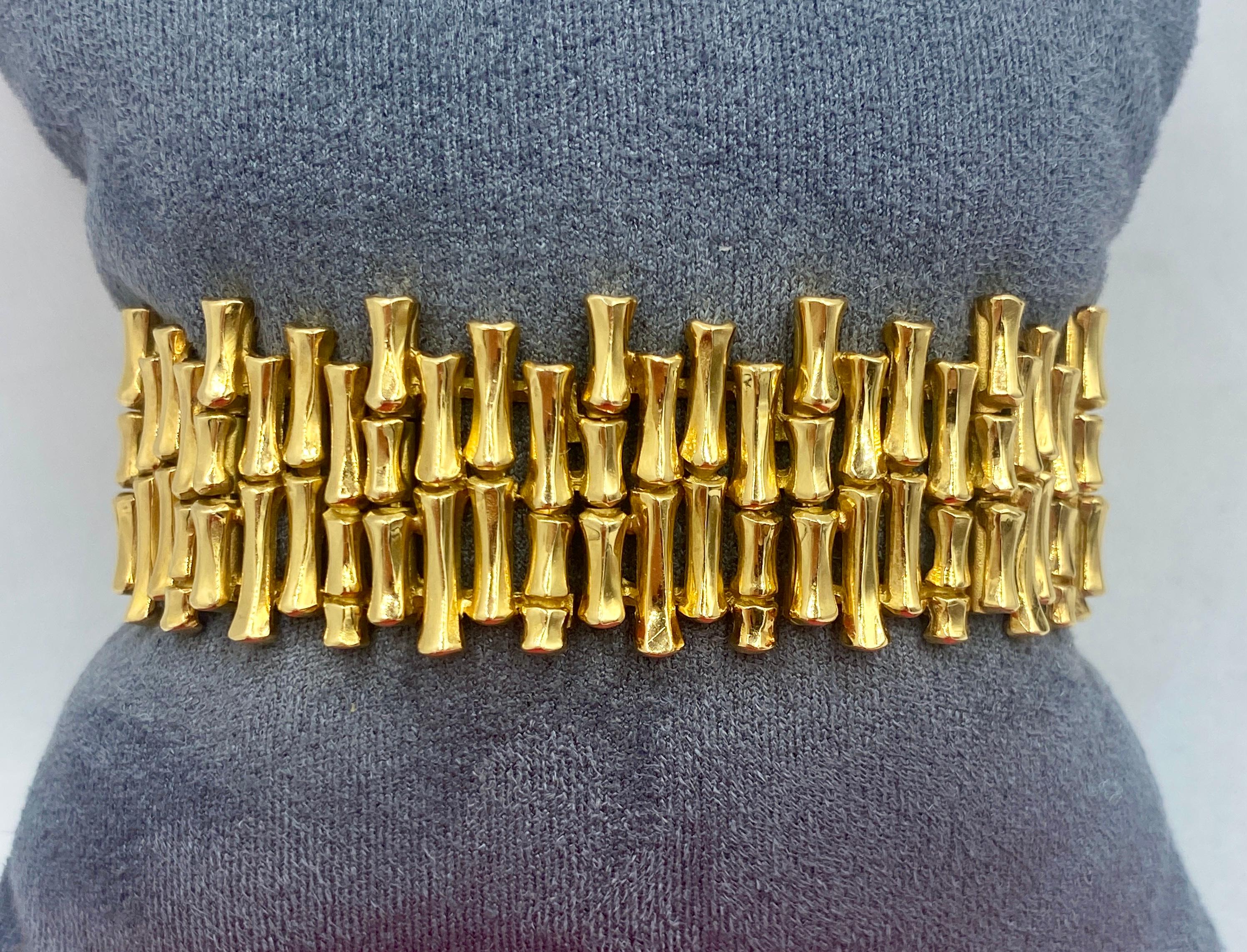 1970s Gübelin 18k gold bamboo bracelet For Sale 2