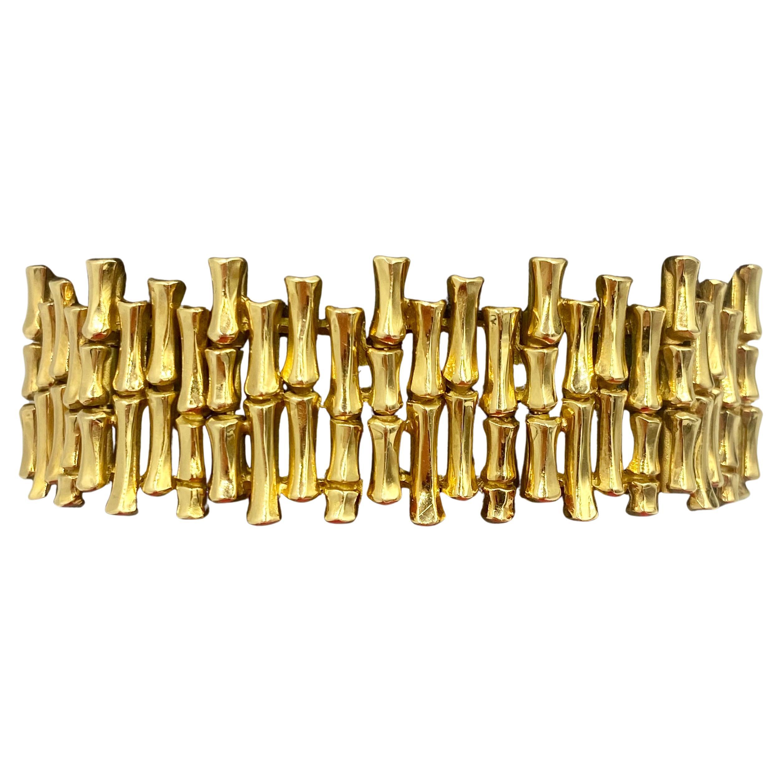 1970s Gübelin 18k gold bamboo bracelet For Sale