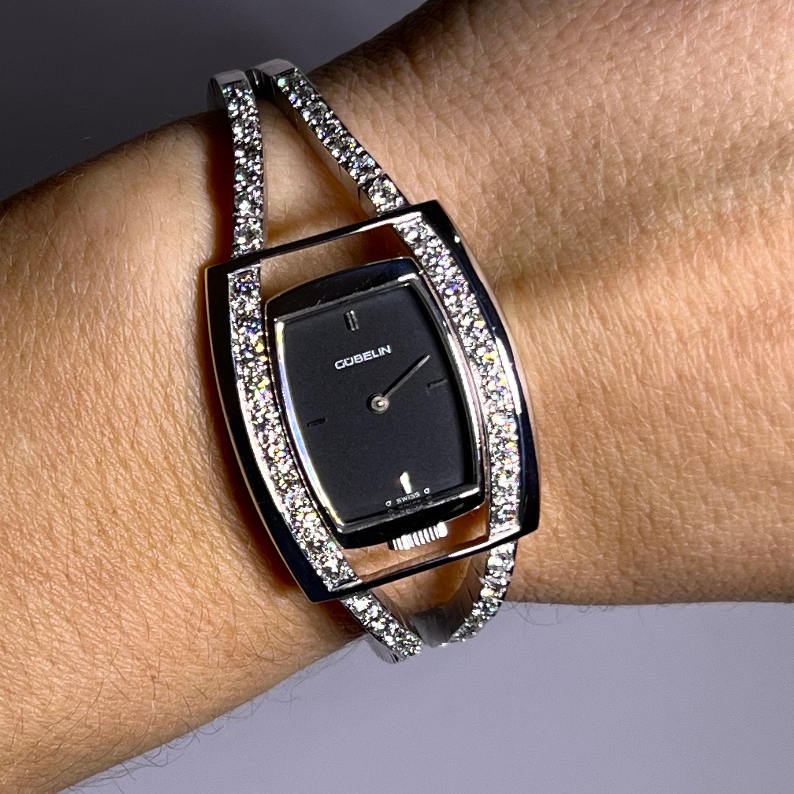 1970er Gubelin Damenuhr in 18 Karat Weißgold (Moderne)