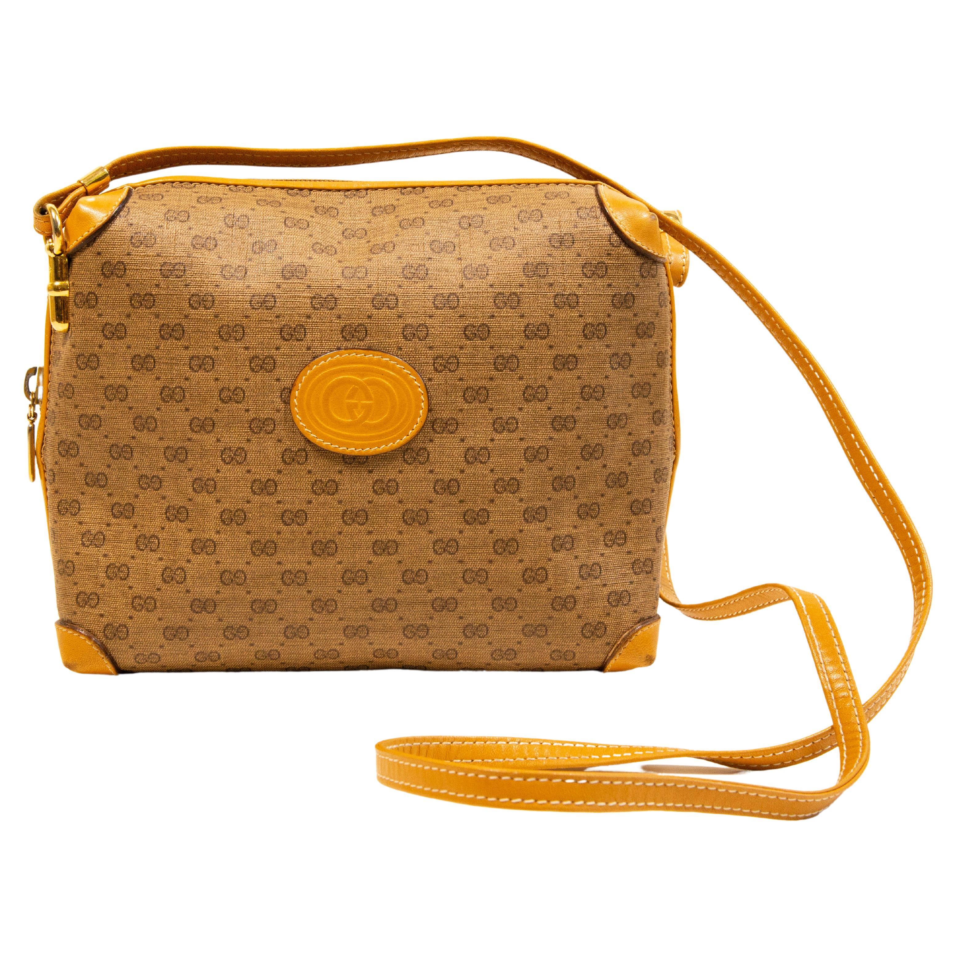 1970s Gucci Beige Micro GG Web Crossbody Bag For Sale at 1stDibs