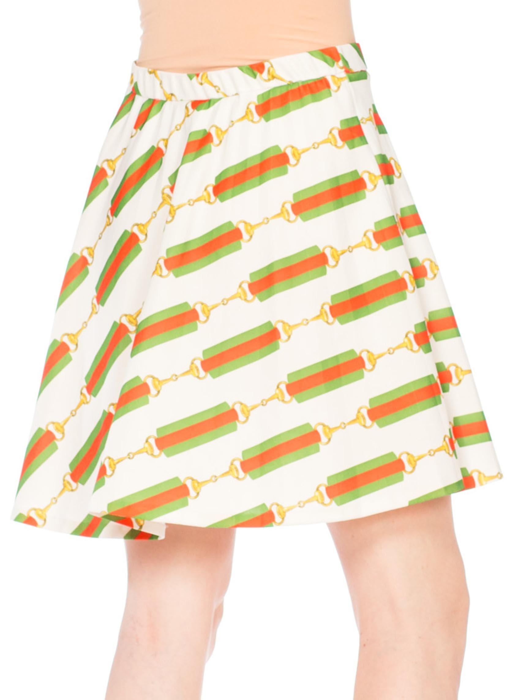 1970S JANTZEN Polyester Gucci Belt Status Print Tennis Mini Skirt With Elastic  In Excellent Condition In New York, NY