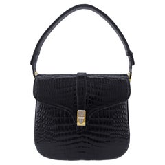 1970s Gucci Black Crocodile Shoulder Bag