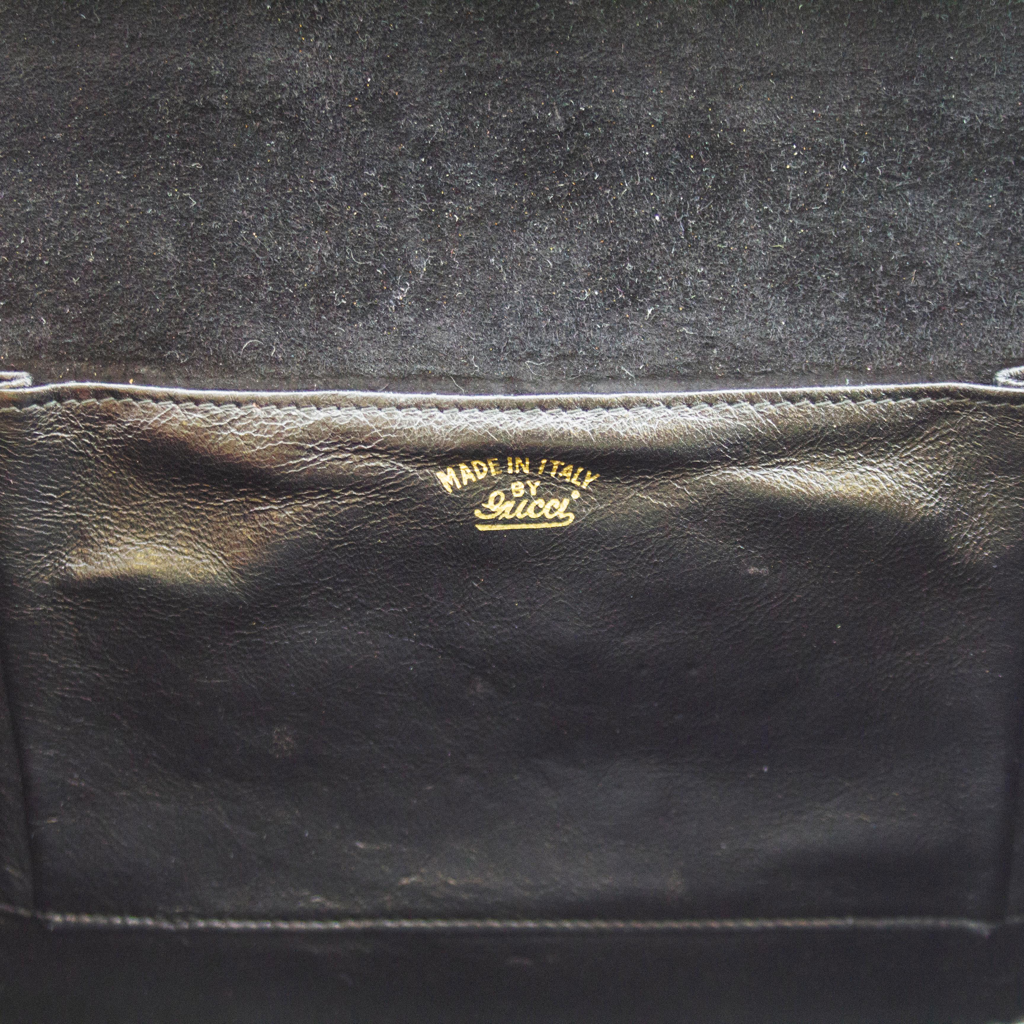 1970s Gucci Black Suede Clutch  For Sale 1