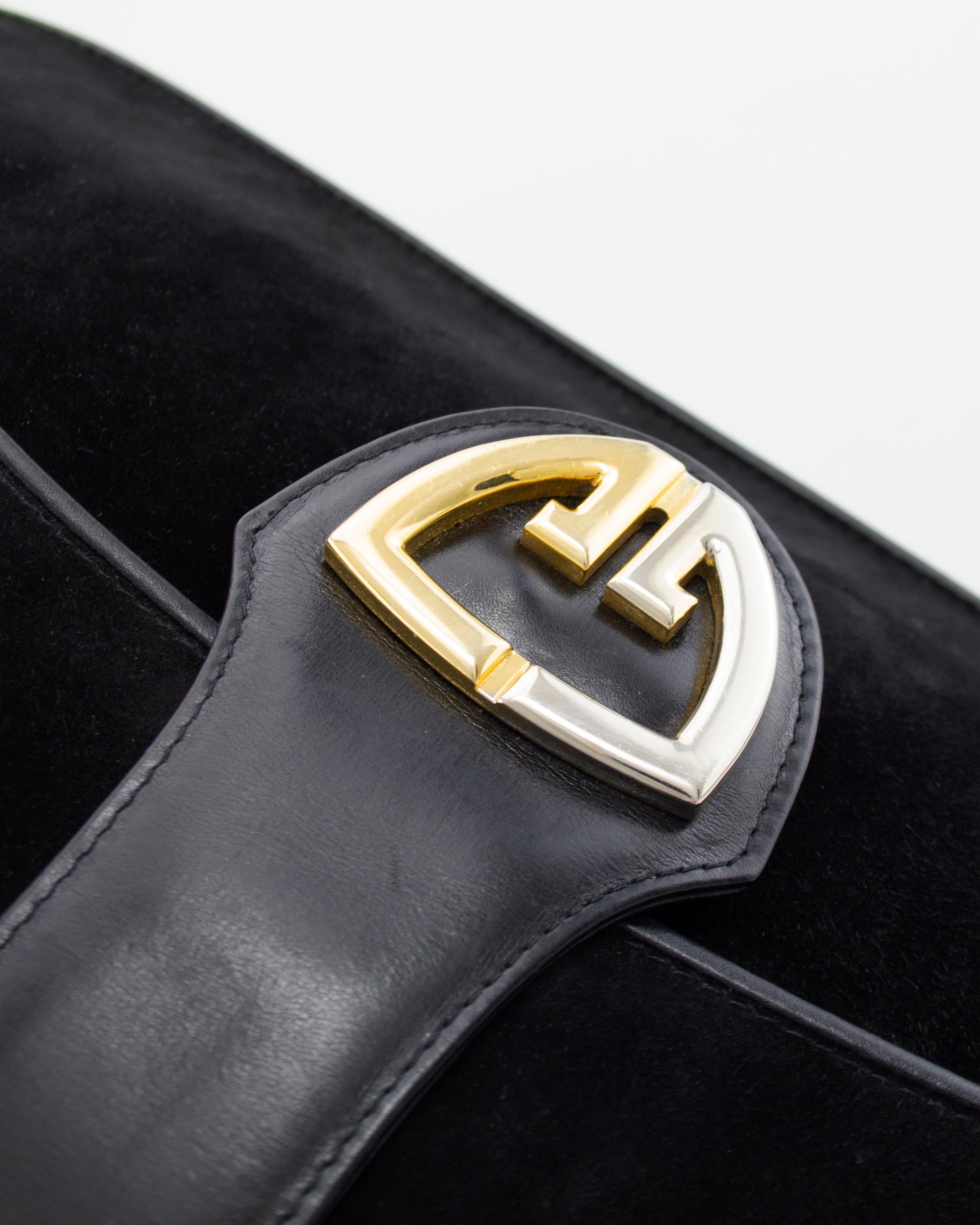 Women's 1970s Gucci Black Suede Large Clutch  For Sale