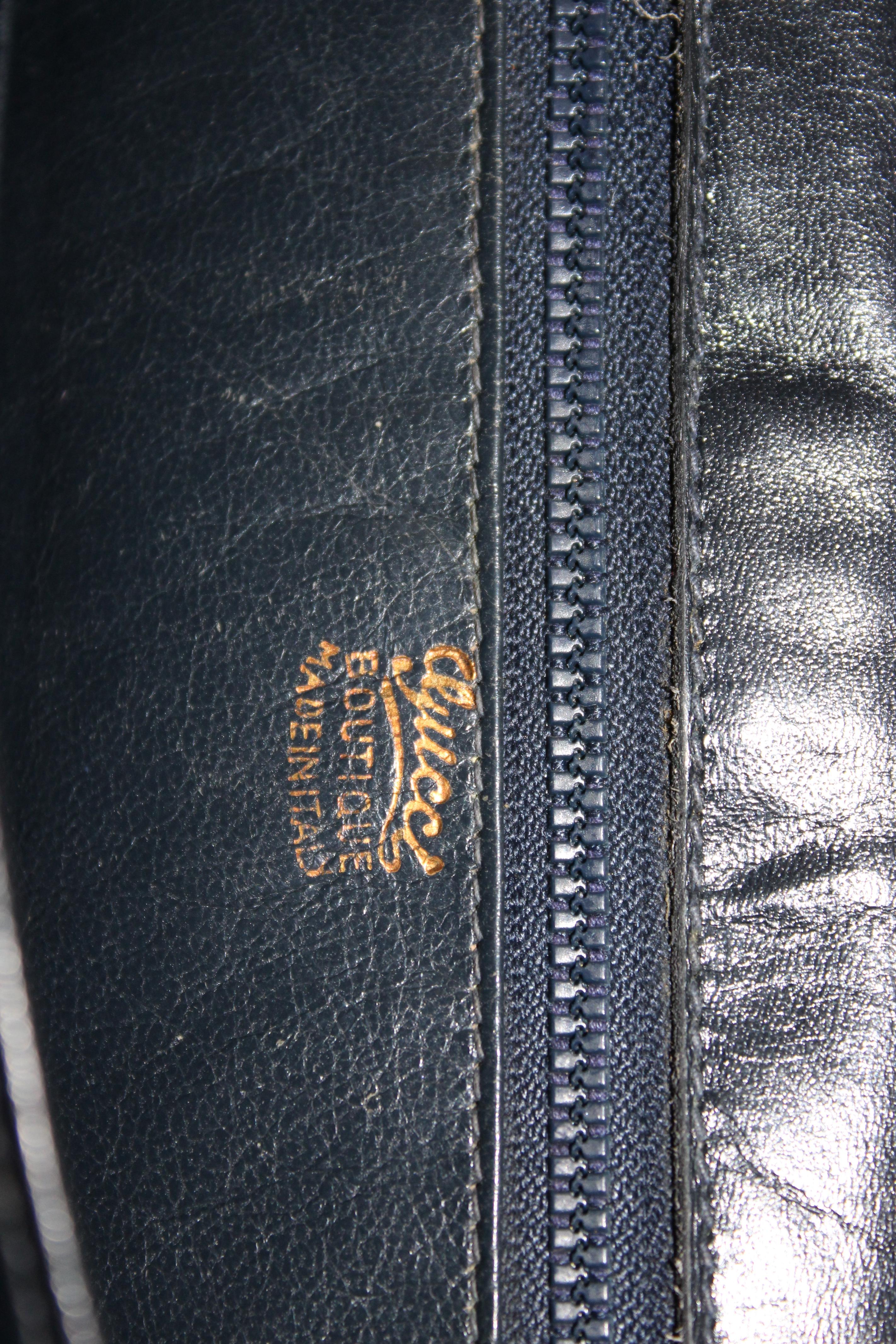 1970s Gucci Blue Leather Shoulder Bag 6