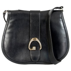Retro 1970s Gucci Blue Leather Shoulder Bag